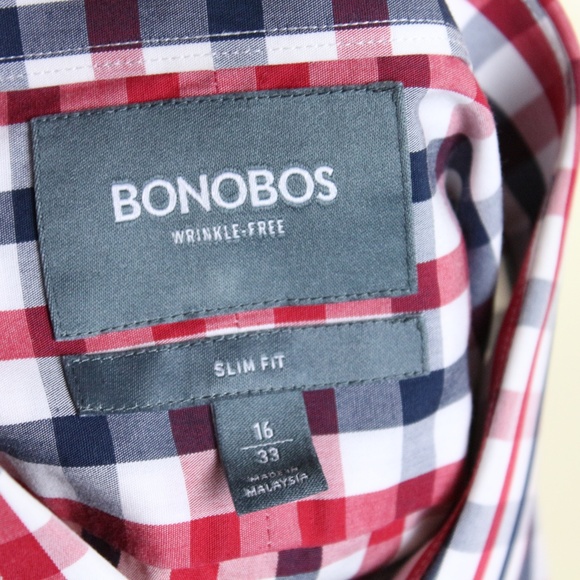 Bonobos Men's 16 Button Shirt Slim Fit Gingham - Picture 3 of 6